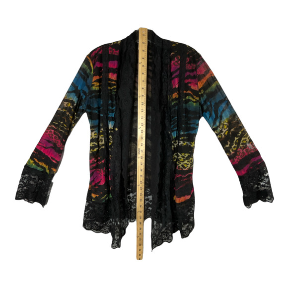 BV Collections Multicolored Tiger Leopard Print Kimono SZ M - Picture 11 of 12